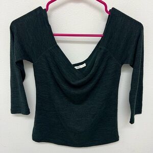 Rag & Bone Jean Women's 3/4 Sleeve Donna Off-The-Shoulder Top Medium Green